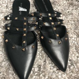 Marc Fisher black studded flats